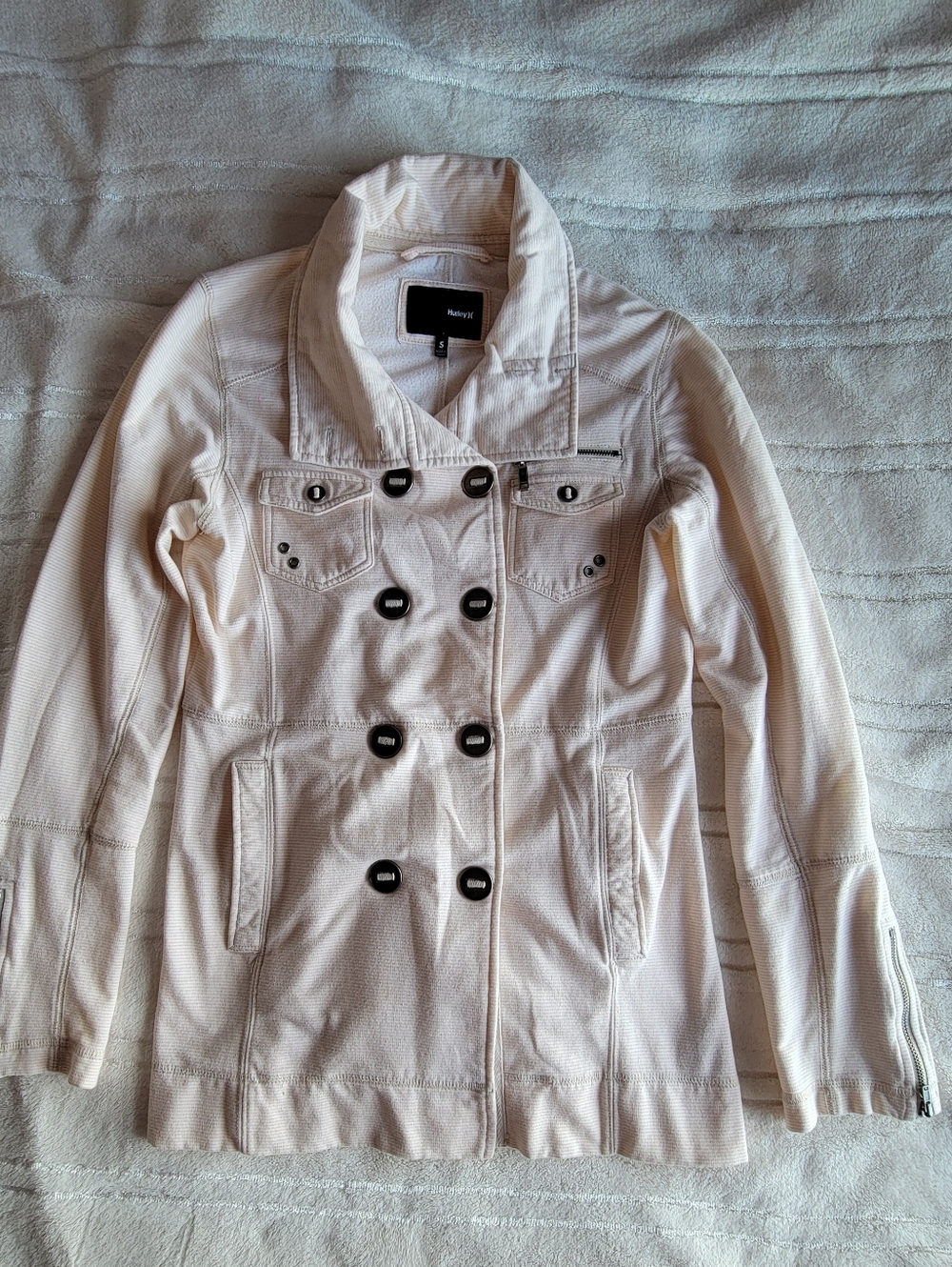 Hurley Cream Double-Breasted Peacoat